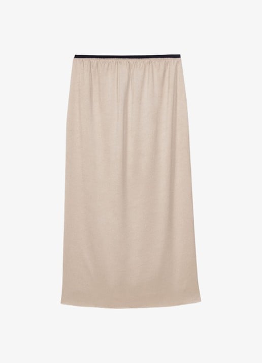 Maje Midi-rok met elastische taille - voorkant 7 beige / beige