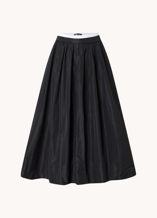 Maje Midi rok met plooidetail - voorkant 2 zwart