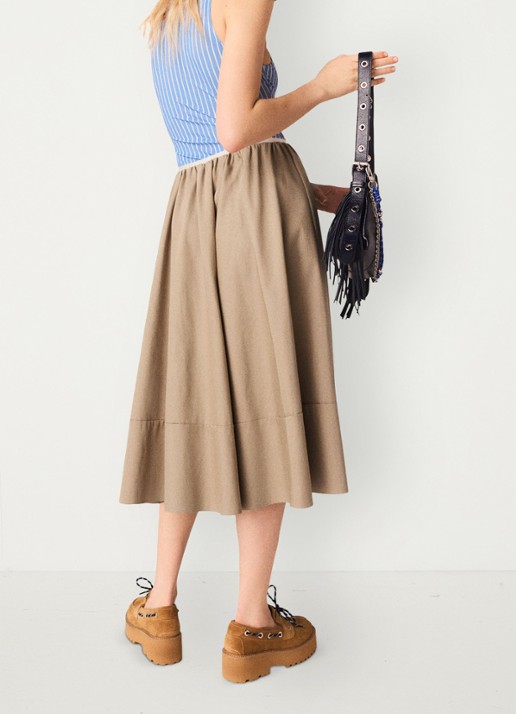 Maje Midi rok met plooien en steekzakken - achterkant 5 beige