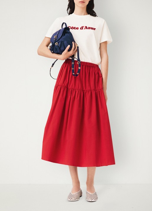 Maje Midi rok met plooien - detail 5 rood
