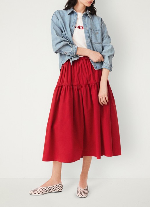 Maje Midi rok met plooien - detail 6 rood