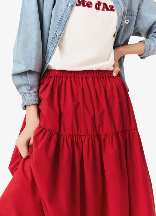 Maje Midi rok met plooien - detail 7 rood