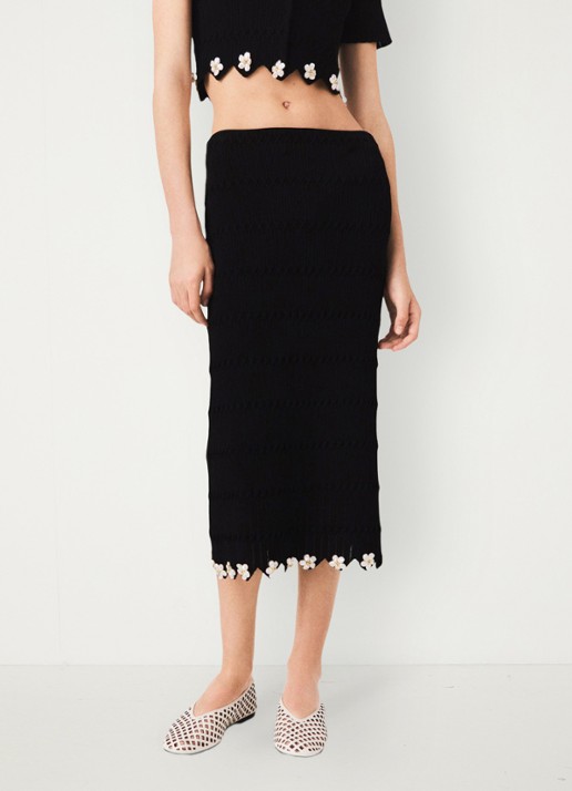 Maje Midi rok met sierknopen