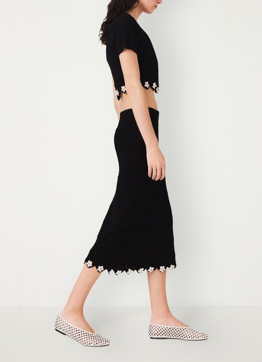 Maje Midi rok met sierknopen - detail 2 zwart