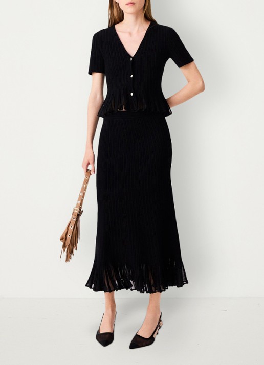 Maje Midi rok met volant - detail 5 zwart