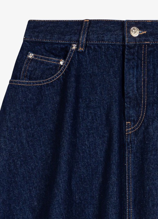 Maje Midi rok van denim - detail 4 donkerblauw