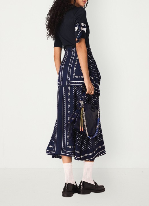Maje Midi tuniekjurk met polokraag - achterkant donkerblauw