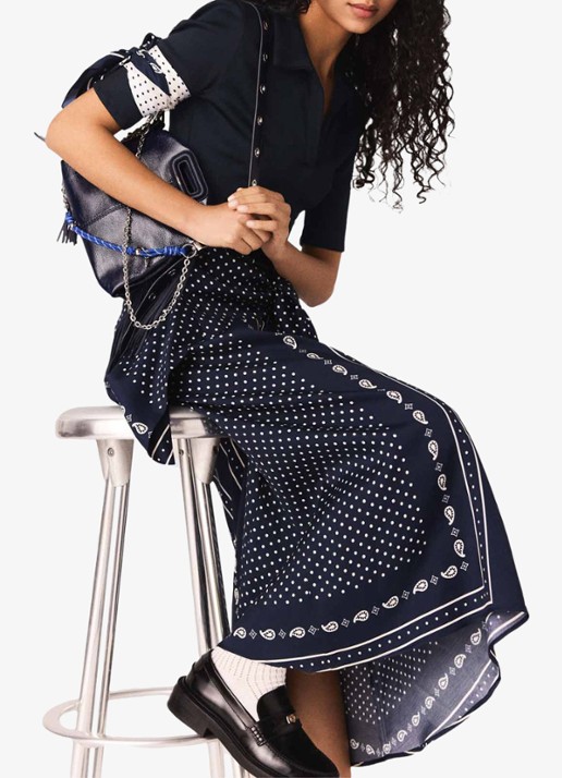 Maje Midi tuniekjurk met polokraag - detail 7 donkerblauw