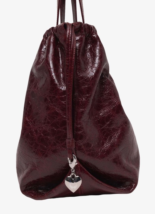 Maje Milpli tote bag van leer - detail 5 bordeauxrood
