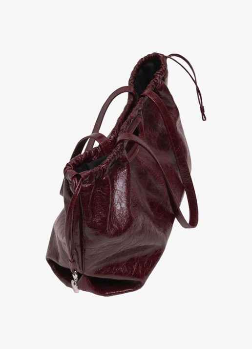 Maje Milpli tote bag van leer - detail 8 bordeauxrood