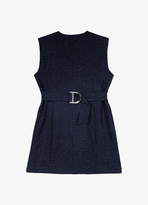 Maje Mini blousejurk met lurex en klepzakken - detail 4 donkerblauw