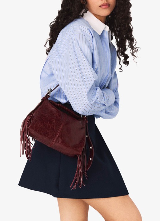 Maje Mini blousejurk met streepprint - detail 6 blauw