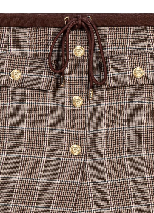 Maje Mini broekrok in wolblend met ruitdessin - detail 5 bruin
