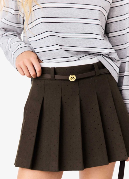 Maje Mini broekrok met strass en afneembare riem - detail 5 bruin