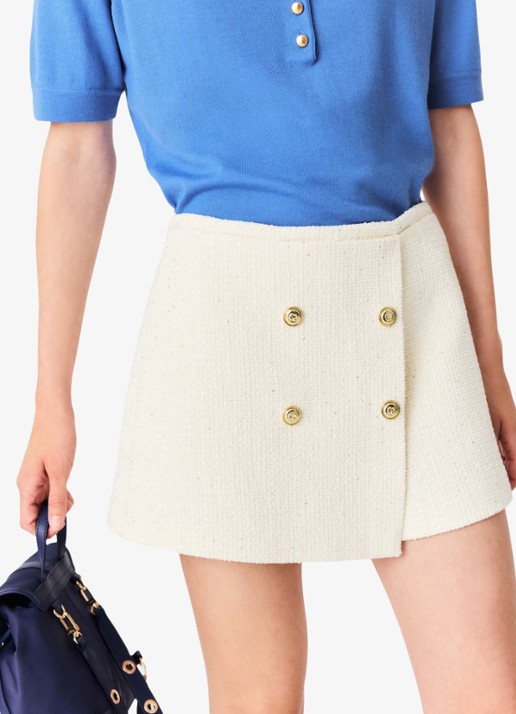 Maje Mini broekrok met tweed-look - detail 5 beige