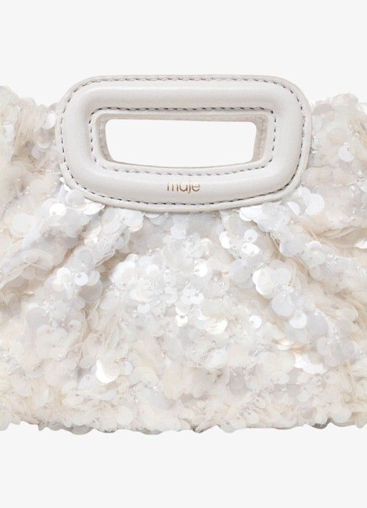 Maje Mini clutch met pailletten  - detail 2 wit