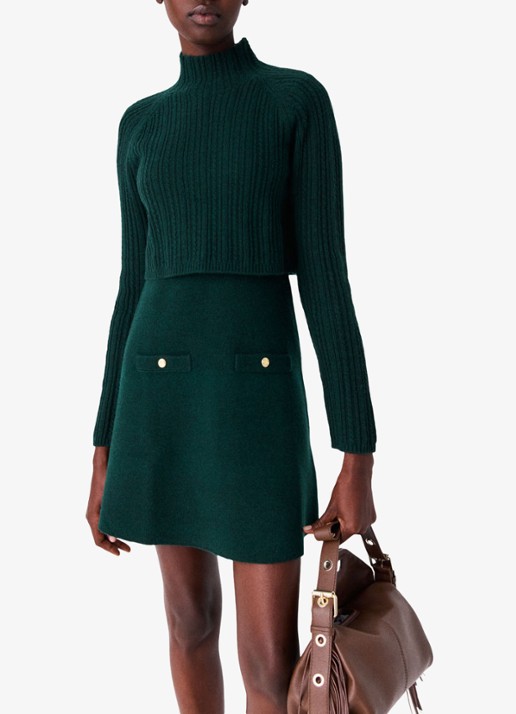 Maje Mini jurk met afneembare trui - detail 2 zeegroen