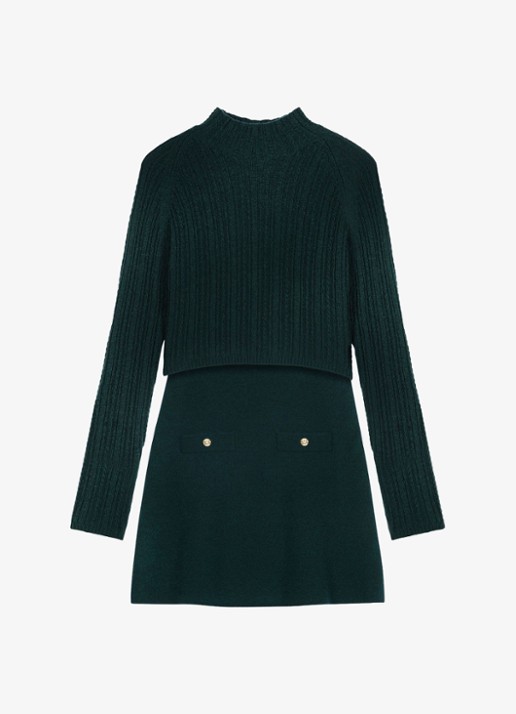 Maje Mini jurk met afneembare trui - detail 6 zeegroen