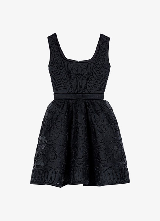 Maje Mini jurk met borduring - voorkant zwart