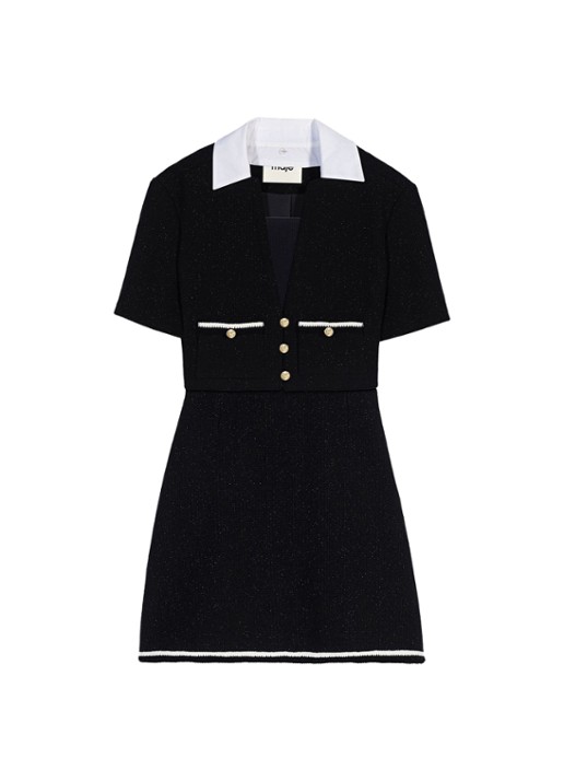 Maje Mini jurk met lurex - voorkant 2 zwart