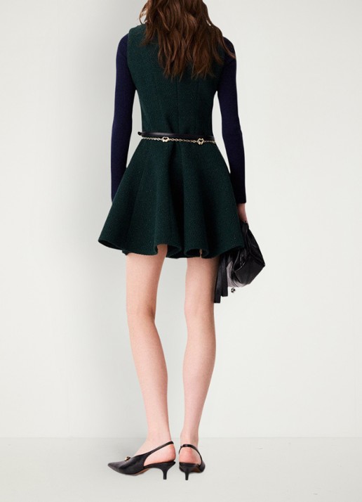 Maje Mini jurk met tweed-look en lurex - achterkant 8 donkergroen