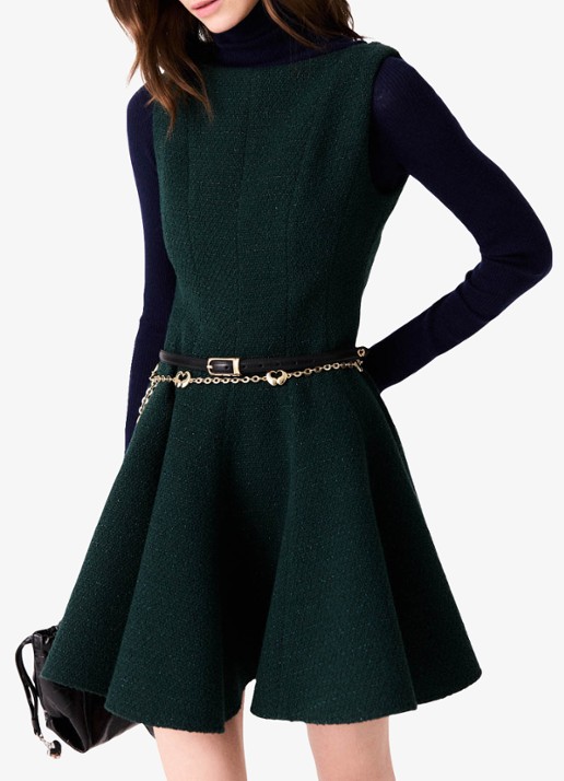 Maje Mini jurk met tweed-look en lurex - detail 3 donkergroen