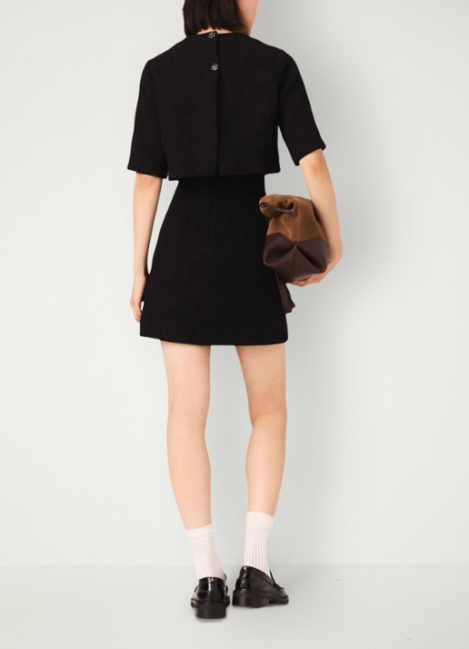 Maje Mini jurk met tweed-look - achterkant zwart