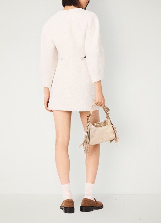 Maje Mini jurk met tweed-look - achterkant creme