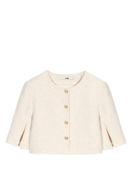 Maje Mini jurk met tweed-look - detail 2 beige