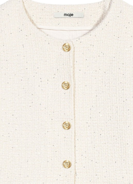 Maje Mini jurk met tweed-look - detail 5 beige