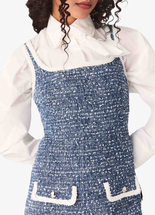 Maje Mini jurk van tweed met klepzakken - detail 4 donkerblauw