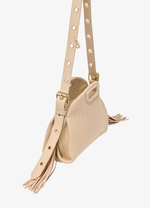 Maje Mini Miss M tas van getikte leder - detail 2 creme