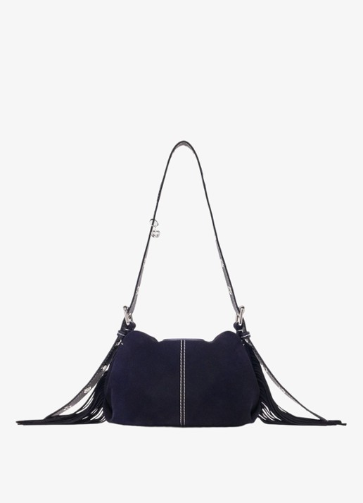 Maje Mini Miss M tas van getikte suède - detail 4 marineblauw