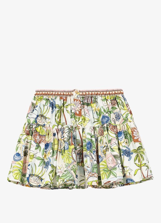 Maje Mini rok met plooien en print - voorkant 2 groen