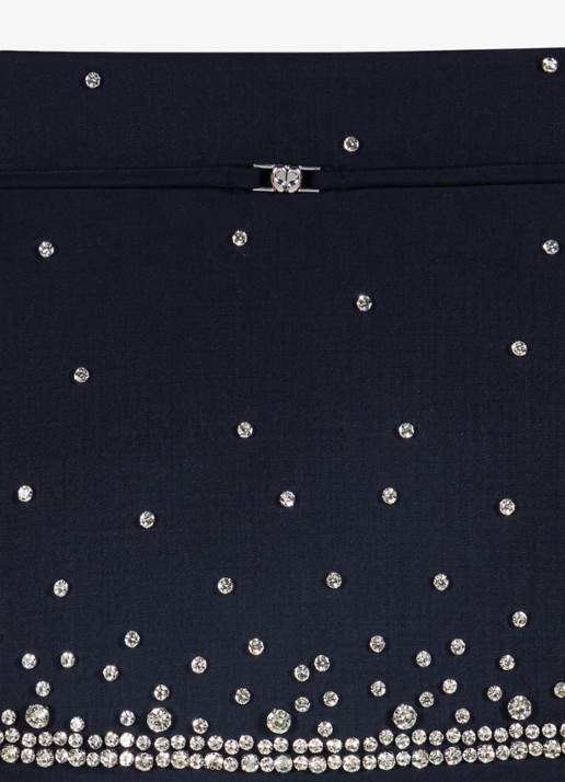 Maje Mini skort in wolblend met srass - detail 2 donkerblauw