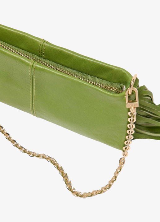 Maje Miss M clutch van leer met franjes - detail 3 groen