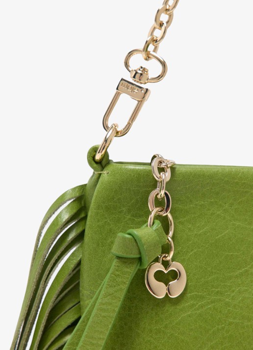 Maje Miss M clutch van leer met franjes - detail 4 groen