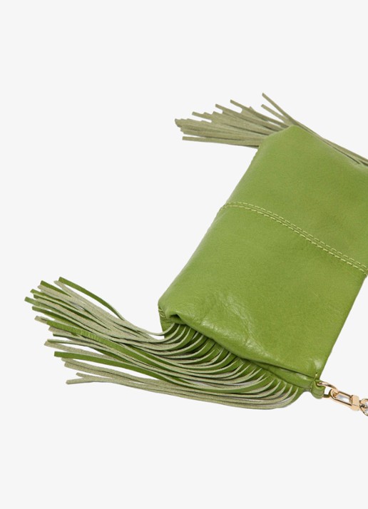 Maje Miss M clutch van leer met franjes - detail 5 groen