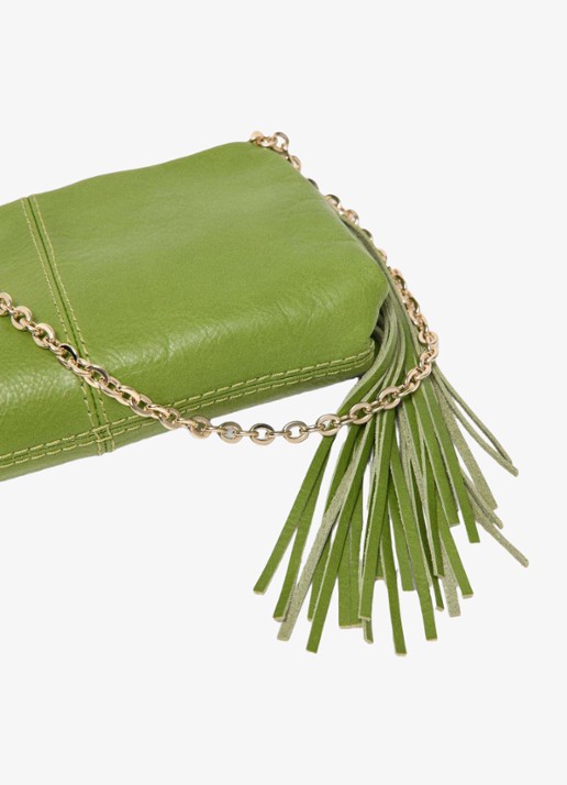 Maje Miss M clutch van leer met franjes - detail 6 groen