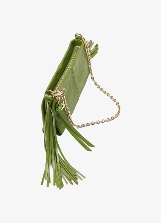 Maje Miss M clutch van leer met franjes - detail 7 groen