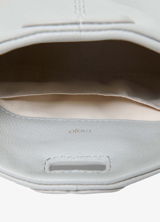 Maje Miss M Micro schoudertas van leer met afneembare schouderriem - detail 5 lichtgrijs