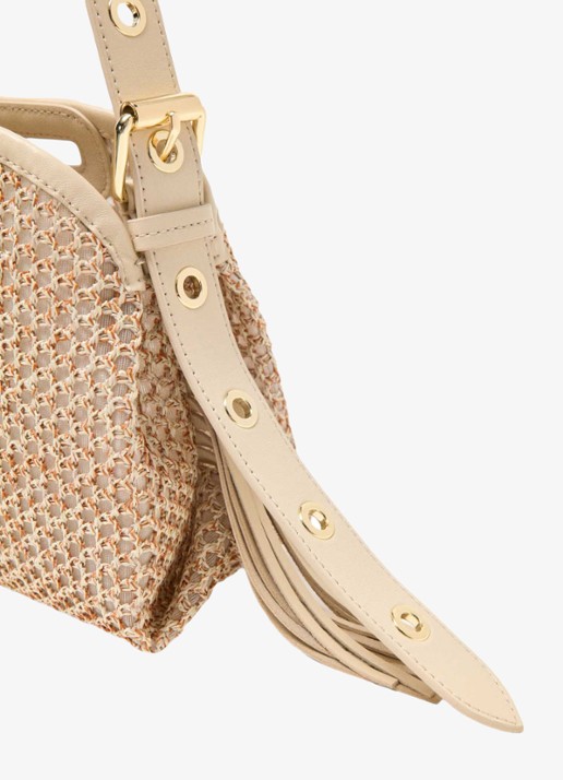 Maje Miss M Mini handtas met gevlochten detail - detail 4 beige