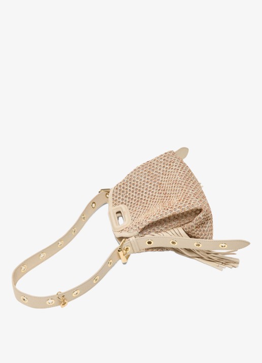 Maje Miss M Mini handtas met gevlochten detail - detail 5 beige