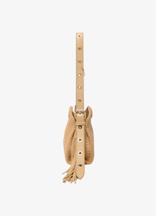 Maje Miss M Mini Raf City crossbodytas met gevlochten detail - detail beige
