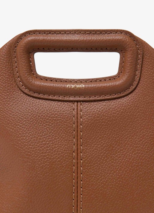 Maje Miss M schoudertas van leer met franjes - detail 3 bruin