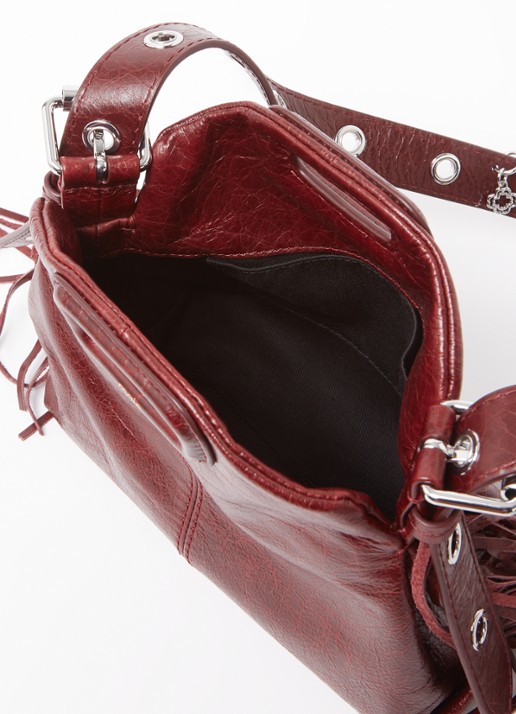 Maje Miss M schoudertas van leer - detail 3 bordeauxrood