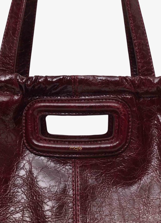 Maje Miss M schoudertas van leer - detail 3 bordeauxrood