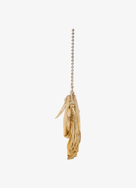 Maje Miss M schoudertas van schapenleer met metallic finish - detail 2 goud
