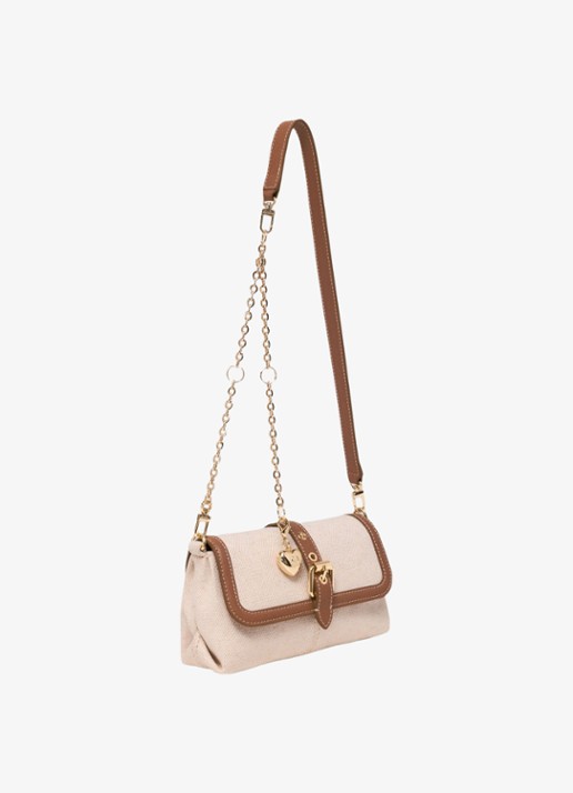 Maje Miss M Walk tas van canvas en leer - detail 4 moca / wit