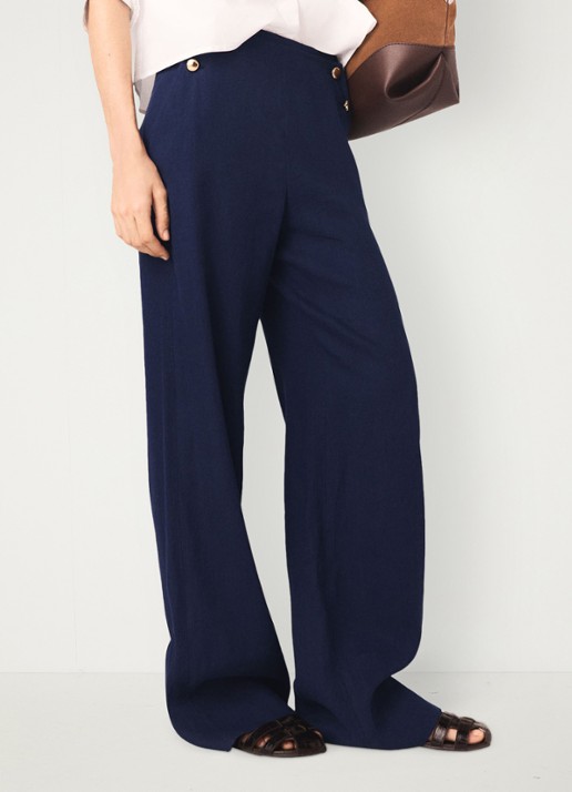 Maje Palin high waist loose fit pantalon in linnenblend